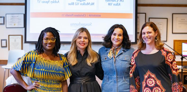 Pictured from left are Christiana Paradis '11, Ashley Spoto '17, Megan McMullen '02 Blue and Dr. Courtney Allen '08.